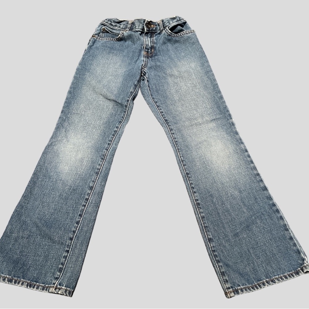 Children's Place Boy's Bootcut Jeans with Adjustable Waist. Medium Blue, Size 10